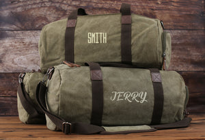 Personalized Groomsmen Canvas Duffel Bag, Overnight Bag, Weekender Bag, Embroidered Duffle Gifts For Men