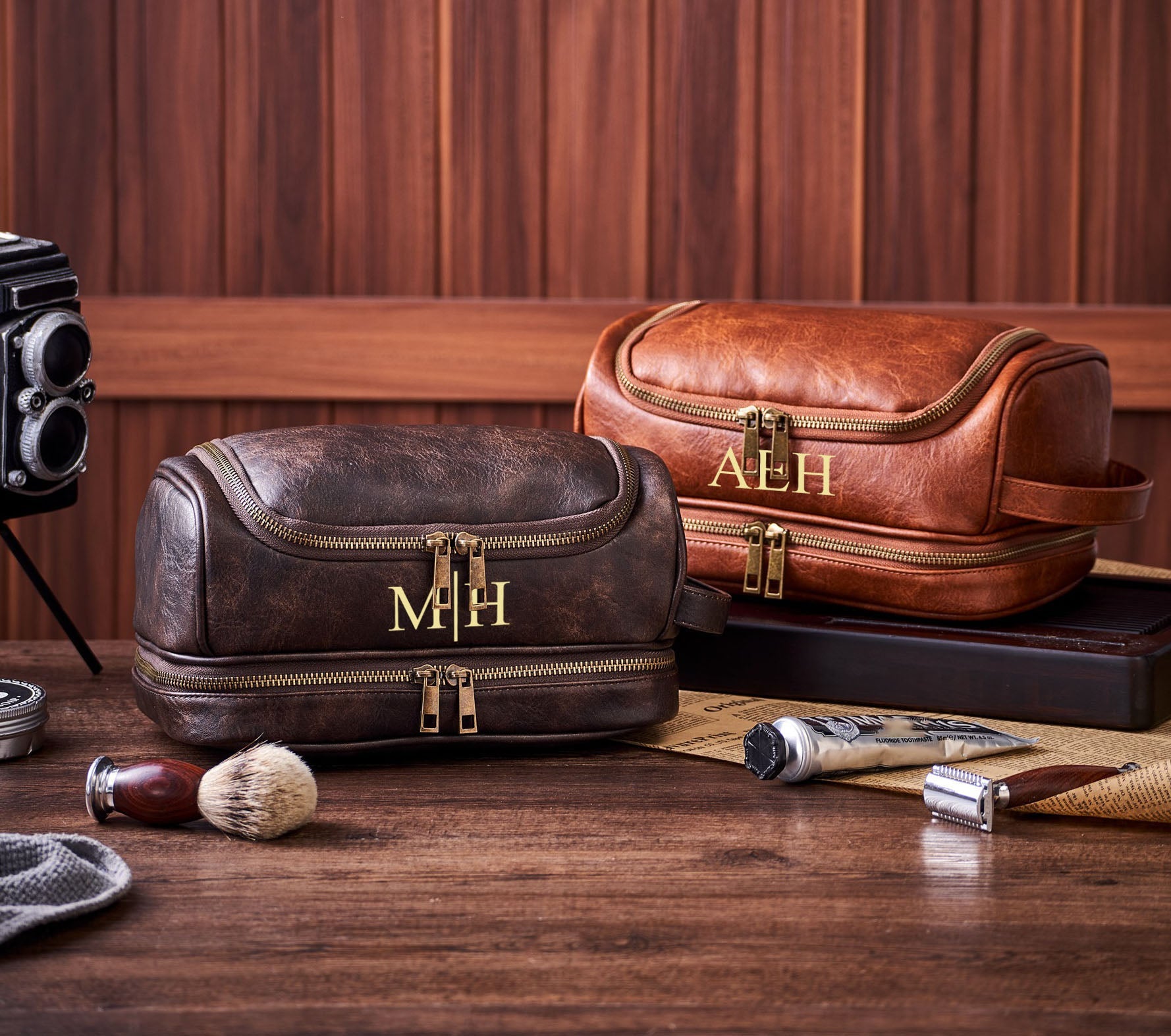 Leather Toiletry Bag Men Personalized Mens Toiletry Bag