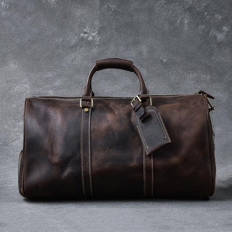 Canvas Leather Duffle Bag with Tag - Vienna