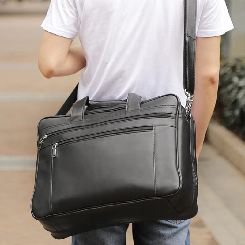 Full Grain Leather Briefcase Men's Leather Laptop Bag Shoulder