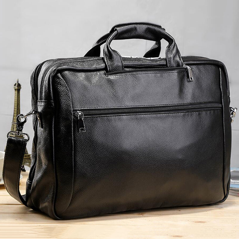 Full Grain Leather Briefcase Men Handbag Laptop Bag Large Shoulder  Messenger Bag | EchoPurse