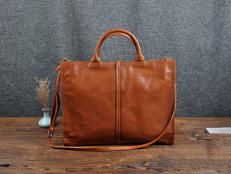 Genuine Leather Tote Bag, Oversize Work Bag, Christmas Gifts, Zipper Leather  Purse, Anniversary Gift