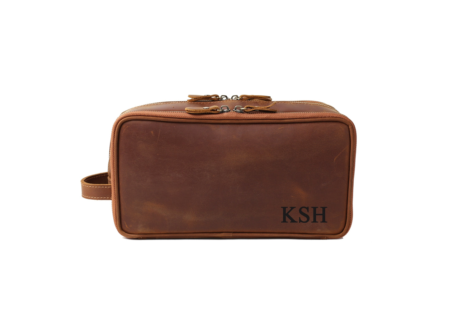 Personalized Gift for Him Toiletry Bag Mens Dopp Kit Brown 